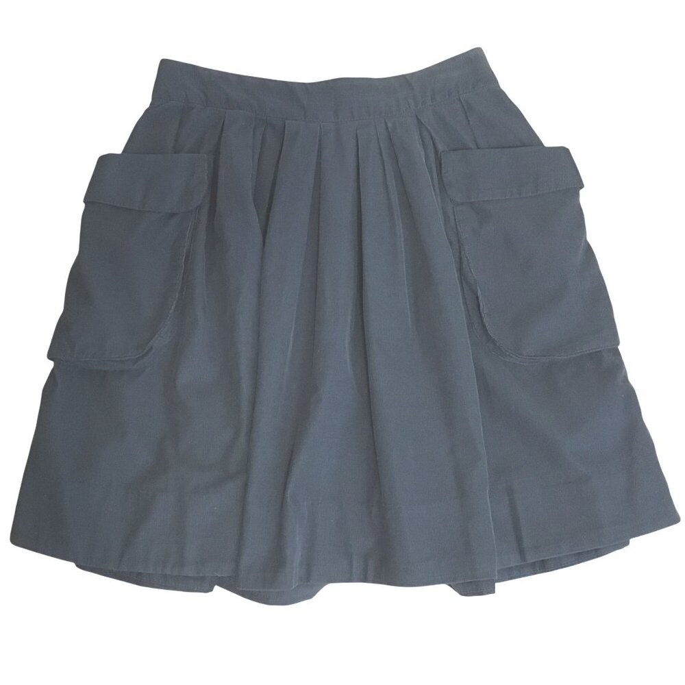 Anthropologie MAEVE Gray Pinwale Corduroy Cargo A-Line Mini Skirt Pockets Sz 0
